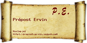 Prépost Ervin névjegykártya